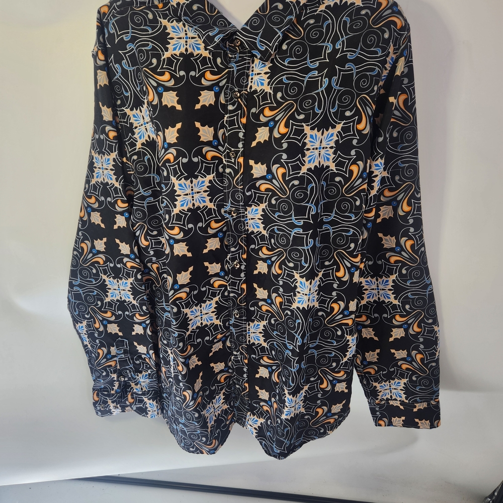 Source Unknown Black and Blue‎ Patterned Dress Shirt